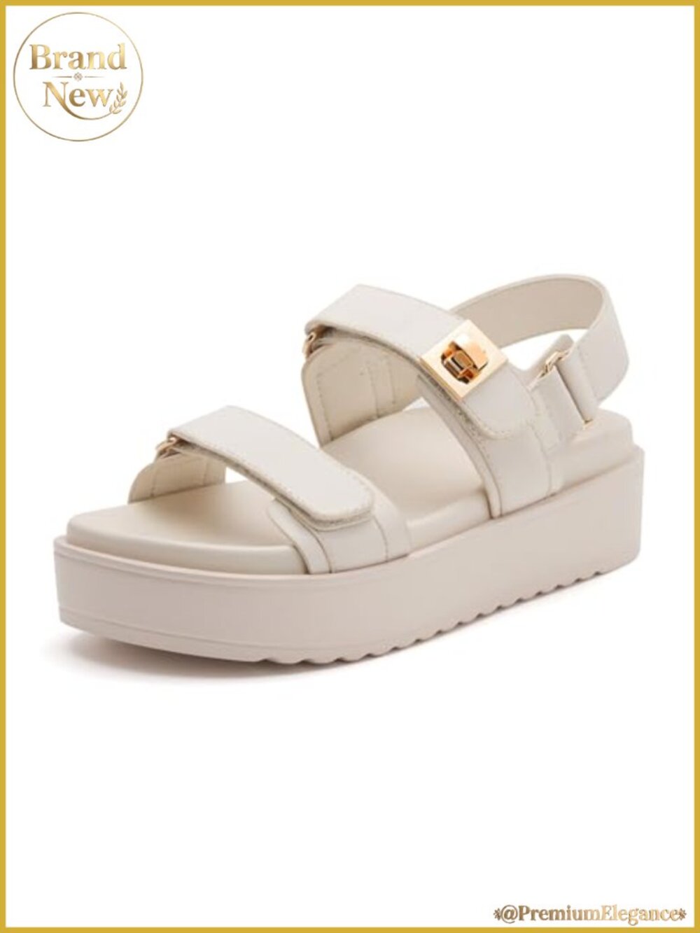 Platform Sandals Cushioned Footbed Open Toe Hook and Loop Summer Walking